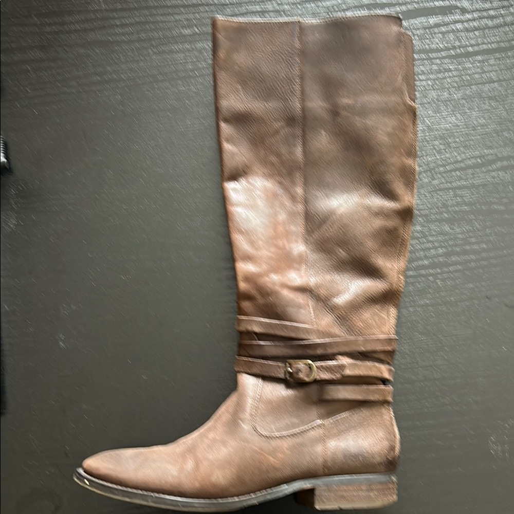 Arturo Chiang Distressed Brown Leather Riding Boots